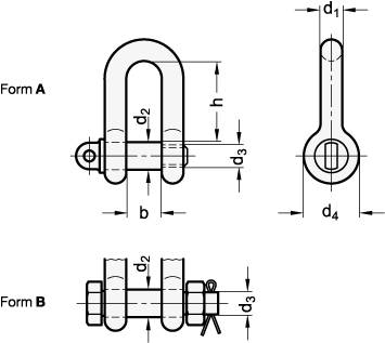 SCHÄKEL, GERADE, MIT SCHRAUBBOLZEN