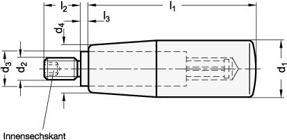 DREHB.ZYLINDERGRIFF M.EDELSTAHL-ACHSTEIL