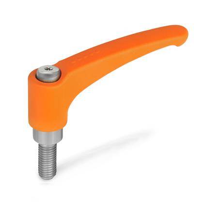VERSTELLB.KLEMMHEBEL, EDELSTAHL, ORANGE