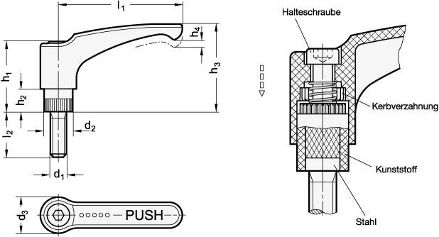 SICHERHEITSKLEMMHEBEL, SCHWARZGRAU