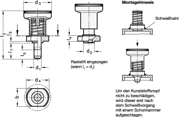 RASTBOLZEN MIT RASTSPERRE, ZUM ANSCHWEIßEN