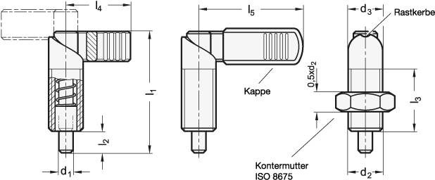 EDELSTAHL-RASTRIEGEL MIT KAPPE UND KONTERMUTTER