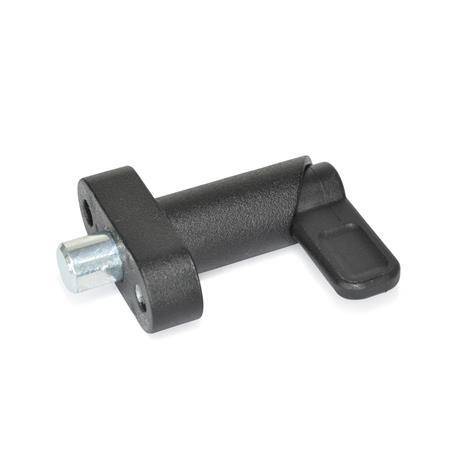 Rastriegel Ø 6 x 10 mm, mit Anschraubflansch, schwarz