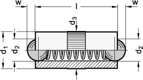 Federnde Druckstücke 6 mm glatte Ausführung, doppelseitig, M