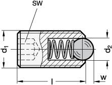 EDELSTAHL-DRUCKSTÜCK MIT KUGEL