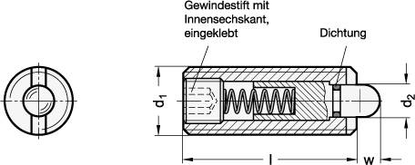 FED. EDELSTAHL-DRUCKSTÜCK, BOLZEN ABGEDICHTET