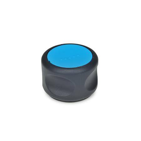 SOFTLINE-DREHKNOPF, EDELSTAHLBUCHSE, DECKEL BLAU
