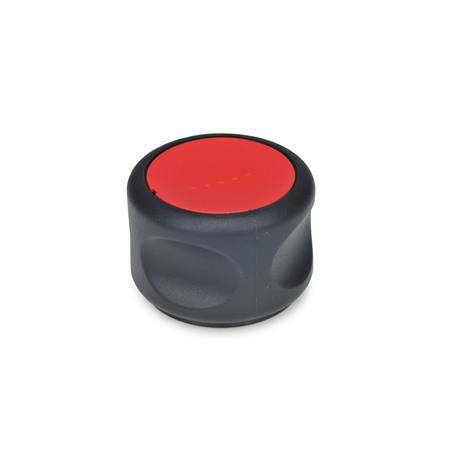 SOFTLINE-DREHKNOPF, EDELSTAHLBUCHSE, DECKEL ROT