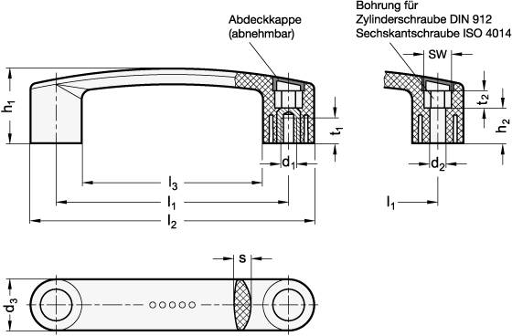 BÜGELGRIFF, ABDECKKAPPE SCHWARZGRAU