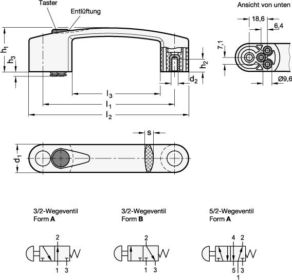 BÜGELGRIFF MIT PNEUM. SCHALTFUNKTION