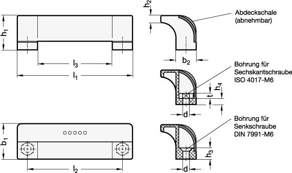 SCHALENGRIFF, ABDECKSCHALE SW/GRAU