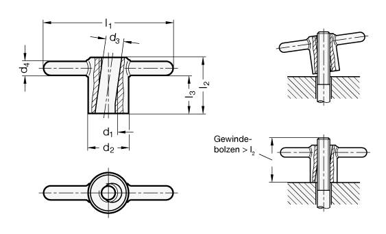 Schnellspann-Knebelmutter M12, Stahl verzinkt