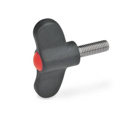 FLÜGELSCHRAUBE, EDELSTAHL, KAPPE ROT