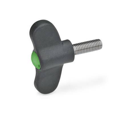 FLÜGELSCHRAUBE, EDELSTAHL, KAPPE GRÜN