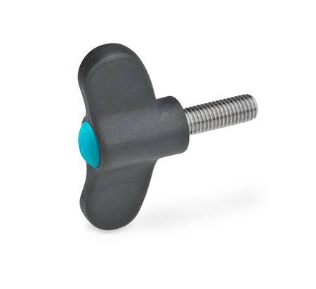 FLÜGELSCHRAUBE, EDELSTAHL, KAPPE BLAU