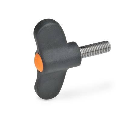 FLÜGELSCHRAUBE, EDELSTAHL, KAPPE ORANGE