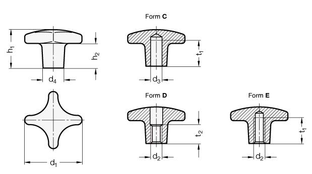ALU-KREUZGRIFF, MATT