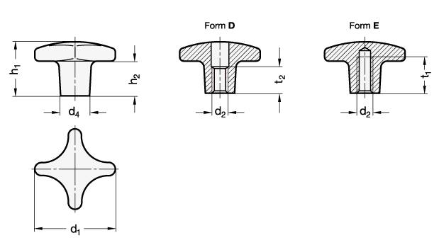 KREUZGRIFF, VERZINKT-BLAU PASSIVIERT