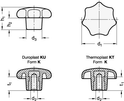 STERNGRIFF (THERMOPLAST) MIT EDELSTAHLBUCHSE