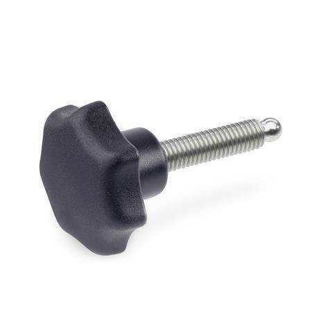 Sterngriff 40, M8 x 30, mit Kugelzapfen, Duroplast, schwarz