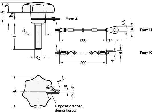 STERNGRIFFSCHRAUBE M. RINGÖSE/KUGELKETTE