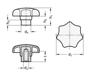 STERNGRIFF M.EDELSTAHL-BUCHSE, THERMOPLAST