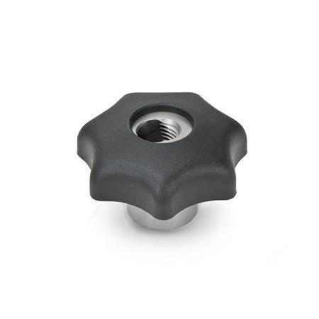 Schnellspann-Sterngriff 40, M8, Thermoplast, Buchse Edelstah
