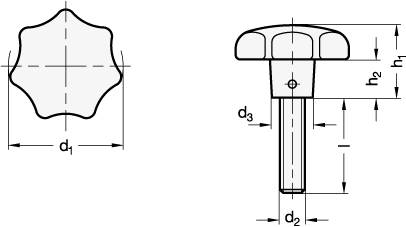STERNGRIFFSCHRAUBE, ALU-GRIFF, EDELSTAHL-SCHRAUBE