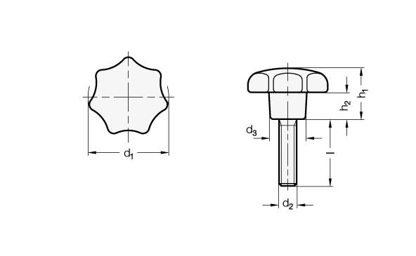 STERNGRIFFSCHRAUBE MIT EDELSTAHL-GEWINDESTIFT