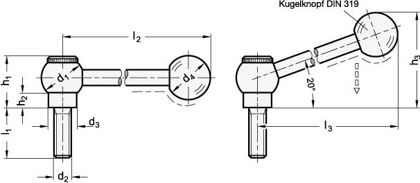 VERST.KUGELGRIFF M.SCHRAUBE, SCHRÄG