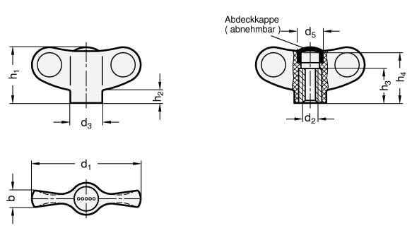 FLÜGELMUTTER, EDELSTAHL, KAPPE GRÜN