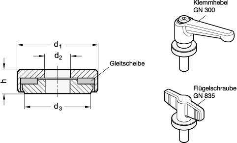 EDELSTAHL U-SCHEIBE MIT AXIAL-GLEITLAGER