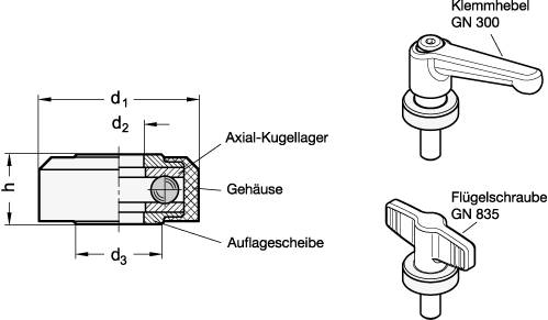 EDELSTAHL-UNTERLEGRING MIT AXIALKUGELLAGER