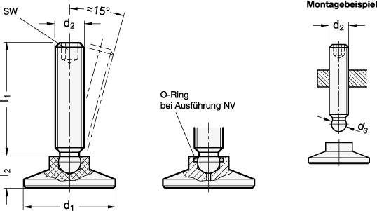GELENKSTÜCK MIT EDELSTAHL-GEWINDESTIFT