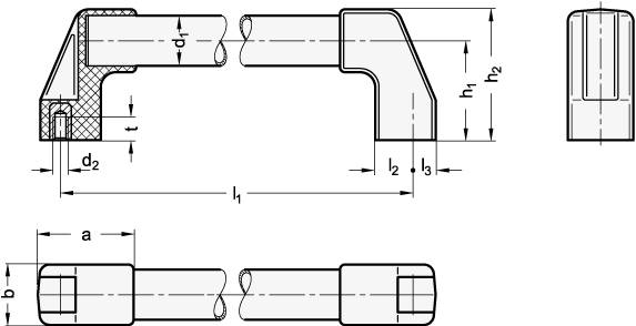 EDELSTAHL-BÜGELGRIFF, GESCHLIFFEN