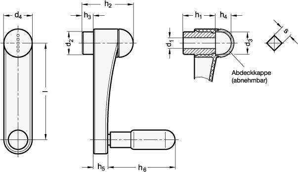 HANDKURBEL, ABDECKKAPPE ROT