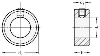 EDELSTAHL-STELLRING, MIT GEWINDESTIFT DIN 914