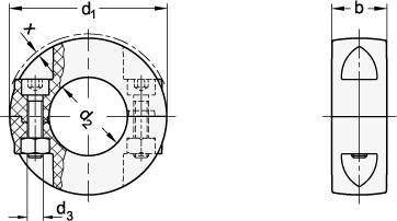 Geteilte Stellringe Ø 25 mm, Kunststoff, schwarzgrau