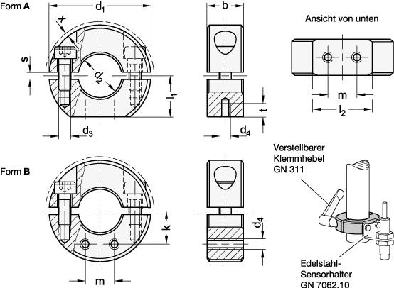 EDELSTAHL-STELLRING, GETEILT