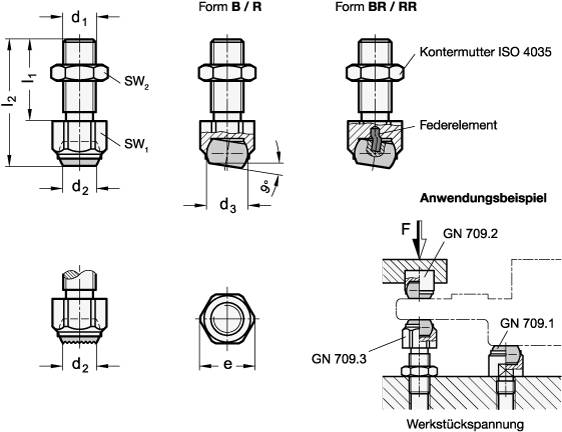 PENDELELEMENT, EINSTELLBAR, DRUCKFLÄCHE PLAN