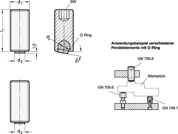 PENDELELEMENT MIT STAHLKUGEL (GERIFFELT)