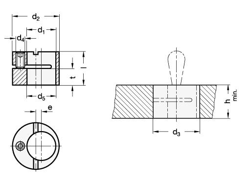 EXZENTERBUCHSE FÜR SEITENDRUCKST.Ø5 u.Ø6