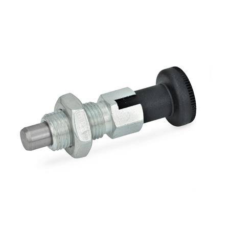 Rastbolzen Ø3, M6, Form CK - mit Rastsperre, mit Kontermutte