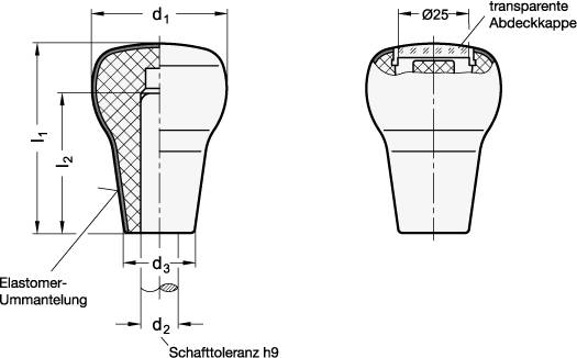SOFTLINEPILZGRIFF, TRANSPARENTE ABDECKKAPPE