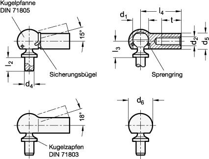 WINKELGELENK MIT NIETZAPFEN UND BÜGEL