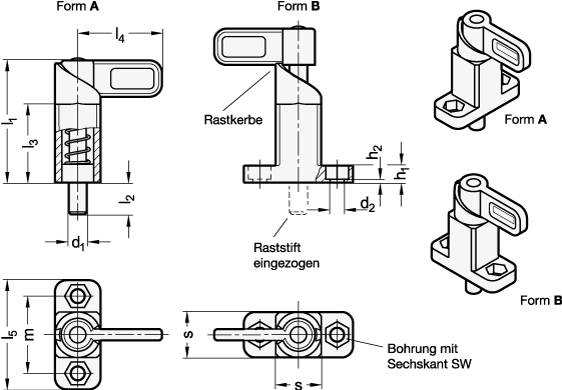 FEDERRIEGEL, FÜHRUNG VERZINKT