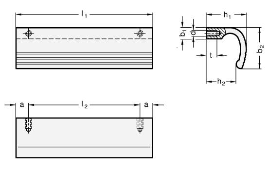 GRIFFLEISTE, SILBERN STRUKTUR-BESCHICHTET