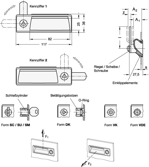 VERRIEGELUNG MIT GRIFFSCHALE