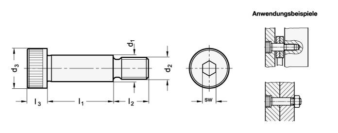 Passschraube M10 x 12, 20 mm lang, mit Ansatz ähnlich DIN IS