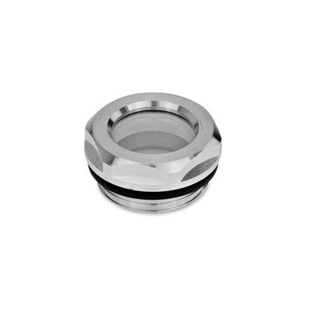 ÖLSCHAUGLAS AUS ALUMINIUM, MIT FLOATGLAS